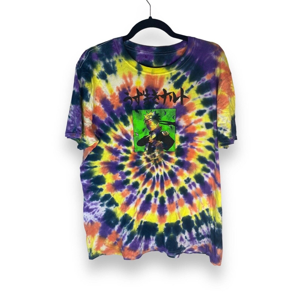 Naruto Shippuden Graphic Men’s Size Large Tie-dye T-shirt Fast Shipping